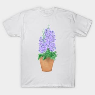 Violet delphiniums in a pot T-Shirt